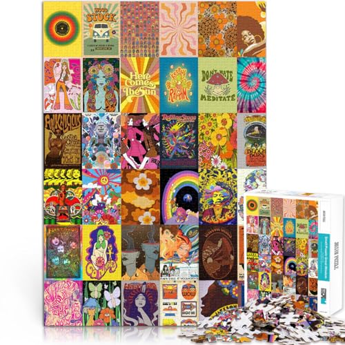 1000-Teile-Puzzle für Teenager Hippie-Patchwork-Kunst Aus Holz,für und ab 14 Jahren einzigartiges Herausforderungsspiel Verbesserung der Liebe zwischen Paaren。Größe:50x75cm/19.6x29.5Zoll 1000-Teile-Puzzle für Teenager Hippie-Patchwork-Kunst Aus Holz,für und ab 14 Jahren einzigartiges Herausforderungsspiel Verbesserung der Liebe zwischen Paaren。Größe:50x75cm/19.6x29.5Zoll von LKSDCBOT