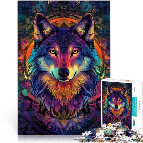 1000-Teile-Puzzle für Teenager Neon Wolf Aus Karton，für 14+ Lernspielzeug-Herausforderung Geschenk - Herausforderndes Spiel。Größe：26x38cm/10.2x14.9Zoll von LKSDCBOT