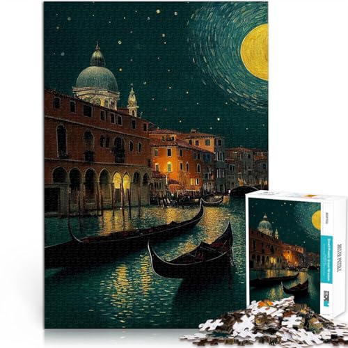 1000-Teile-Puzzle für Teenager Schöne Nacht in Venedig Aus Karton，Geeignet für Kinder ab 14 Jahren Puzzlespiel Geschenkideen。Größe：38x52cm/14.9x20.4Zoll von LKSDCBOT