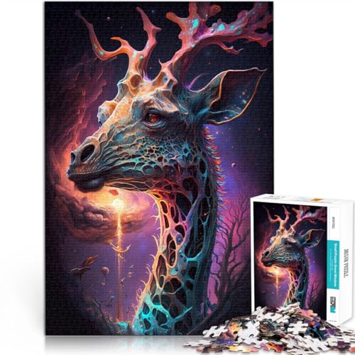 1000-Teile-Puzzles für Erwachsene Fantastische Giraffe Aus Holz，für 14+ Verbessern Sie Ihr Gedächtnis Tolle Geschenke und Spielzeuge。Größe：50x75cm/19.6x29.5Zoll von LKSDCBOT