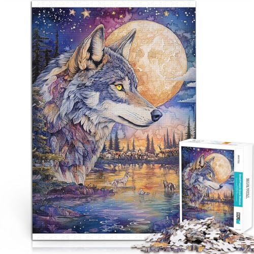 1000-teilige Puzzles für Erwachsene Farbgemälde Wolf Aus Holz,ab 14 Jahren Präzisionsschneiden Geschenkspielzeug。Größe:50x75cm/19.6x29.5Zoll 1000-teilige Puzzles für Erwachsene Farbgemälde Wolf Aus Holz,ab 14 Jahren Präzisionsschneiden Geschenkspielzeug。Größe:50x75cm/19.6x29.5Zoll von LKSDCBOT