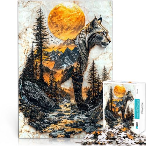 1000-teilige Puzzles für Erwachsene Sonnenuntergang am Lynx Mountain Aus Holz，für 14+ Präzisionsschneiden Tolle Geschenke und Spielzeuge。Größe：50x75cm/19.6x29.5Zoll von LKSDCBOT