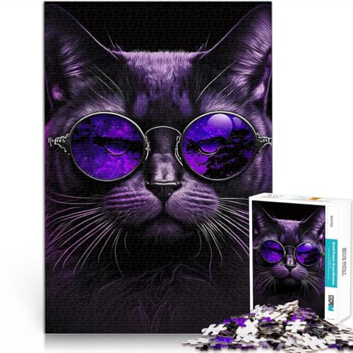 1000-teiliges Puzzle für Erwachsene Lila Katze mit Brille Aus Holz,Geeignet für Kinder ab 14 Jahren Kunstdekoration für Zuhause 。Größe:50x75cm/19.6x29.5Zoll 1000-teiliges Puzzle für Erwachsene Lila Katze mit Brille Aus Holz,Geeignet für Kinder ab 14 Jahren Kunstdekoration für Zuhause 。Größe:50x75cm/19.6x29.5Zoll von LKSDCBOT