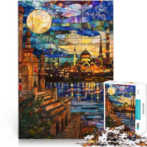 1000-teiliges Puzzle für Erwachsene Spiegelung im Mondlicht von Kairo Aus Karton，für 14+ Spielzeug 。Größe：26x38cm/10.2x14.9Zoll von LKSDCBOT
