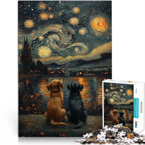 1000-teiliges Puzzle für Erwachsene und Jugendliche Sternennacht und die Hunde Aus Holz,ab 14 Jahren lustige Spiele für Familien Geschenk - Herausforderndes Spiel。Größe:50x75cm/19.6x29.5Zoll 1000-teiliges Puzzle für Erwachsene und Jugendliche Sternennacht und die Hunde Aus Holz,ab 14 Jahren lustige Spiele für Familien Geschenk - Herausforderndes Spiel。Größe:50x75cm/19.6x29.5Zoll von LKSDCBOT