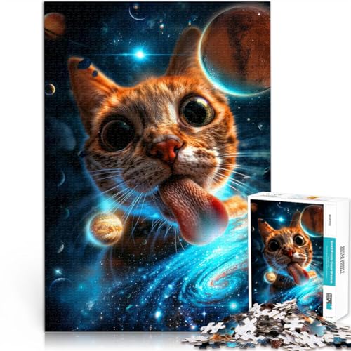 2000-Teile-Puzzle für Erwachsene Katze in der Galaxie Aus Karton，ab 14 Jahren DIY-Lernspiele Wanddekoration Einzigartige Geschenke zum Geburtstag und zu Weihnachten。Größe：70x100cm/27.5x39.3Zoll von LKSDCBOT