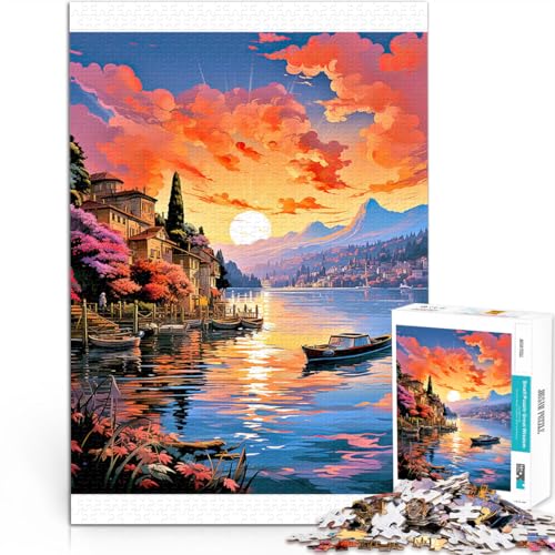 2000-teiliges Puzzle für Erwachsene und Jugendliche Comer See bei Sonnenuntergang Aus Karton，für 14+ Lernspielzeug Tolle Geschenke und Spielzeuge。Größe：70x100cm/27.5x39.3Zoll von LKSDCBOT