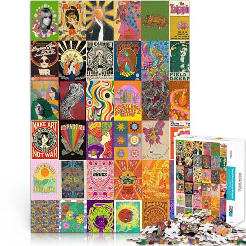 Jigsaw Puzzles 2000 Piece for Adults Hippie Patchwork Art Suitable for Ages 14 and up Challenging to Complete But Fun and Humorous Wall Decoration Unique Gifts for Birthday and Christmas。 von LKSDCBOT