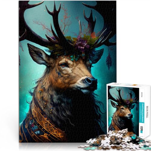 Präzisionsgeschnittenes 1000-teiliges Puzzle Fantasie Hirsch Aus Karton，für 14+ Herausforderndes Spiel Geschenk - Herausforderndes Spiel。Größe：26x38cm/10.2x14.9Zoll von LKSDCBOT