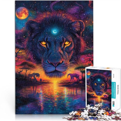 Präzisionsgeschnittenes 1000-teiliges Puzzle Farbgemälde Löwe Aus Holz，Geeignet für Personen ab 14 Jahren Quizspiel Lustige Aktivitäten für zu Hause, Geburtstagsgeschenk, Reisegeschenke。 von LKSDCBOT