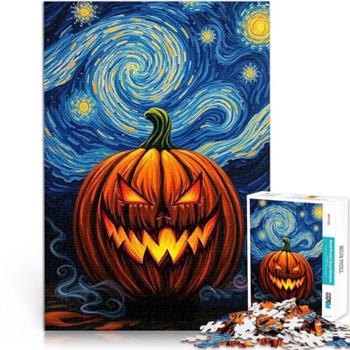 Puzzle 1000 Teile Erwachsene Kürbis-Nachthimmel Aus Holz，Geeignet für Personen ab 14 Jahren Spielzeug-Intellektuelles Spiel Tolles Geschenk zum Spielen。Größe：50x75cm/19.6x29.5Zoll von LKSDCBOT