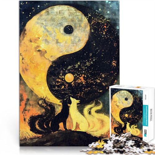 Puzzle 1000 Teile Erwachsene Yin-Yang-Füchse Aus Karton，Geeignet für Personen ab 14 Jahren Herausforderndes Spiel Geschenke zum 。Größe：38x52cm/14.9x20.4Zoll von LKSDCBOT