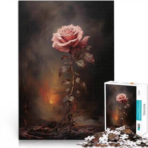 Puzzle 1000 Teile für Erwachsene Die verblasste Rose Aus Holz，für 14+ Spielzeug für die ganze Familie Geschenkspielzeug。Größe：50x75cm/19.6x29.5Zoll von LKSDCBOT