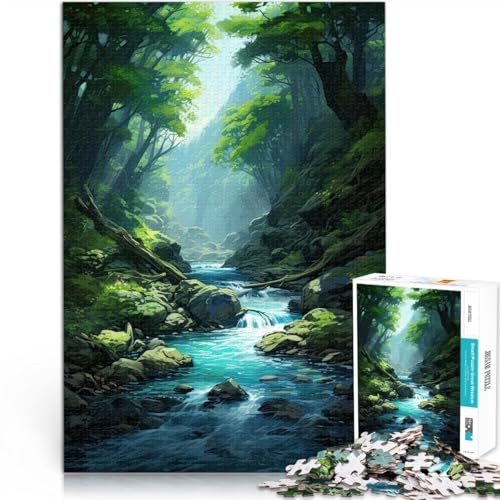 Puzzle 1000 Teile für Erwachsene Flusslandschaftskunst Aus Holz，ab 14 Jahren Lernspiele Heimdekoration Einzigartige Geburtstags Größe：50x75cm/19.6x29.5Zoll von LKSDCBOT