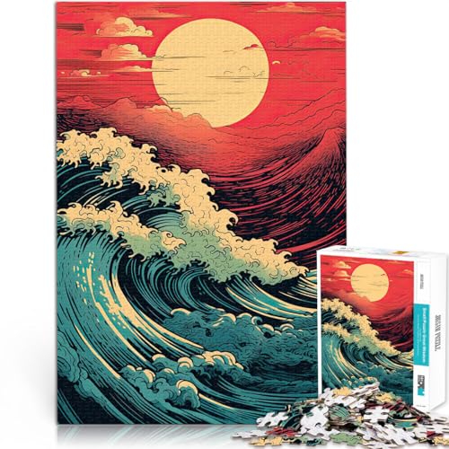 Puzzle 1000 Teile für Erwachsene Ozeanwellen Pop-Art Aus Holz，ab 14 Jahren Pädagogisches Lernspielzeug Familienspiele Geschenkspielzeug。Größe：50x75cm/19.6x29.5Zoll von LKSDCBOT