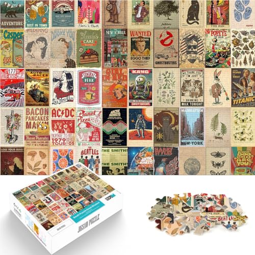 Puzzle 1000 Teile für Erwachsene Retro-Plakatkunst Aus Holz,ab 14 Jahren für die Heimdekoration Geburtstagsgeschenke。Größe:50x75cm/19.6x29.5Zoll Puzzle 1000 Teile für Erwachsene Retro-Plakatkunst Aus Holz,ab 14 Jahren für die Heimdekoration Geburtstagsgeschenke。Größe:50x75cm/19.6x29.5Zoll von LKSDCBOT