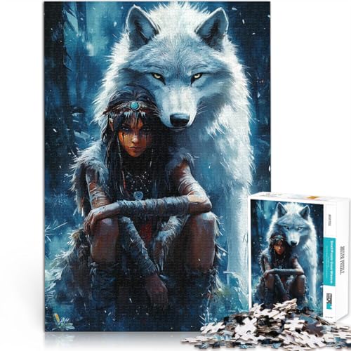 Puzzle 2000 Teile Erwachsene Wolf und Frau im Wald Aus Karton，für 14+ Spielzeug für die ganze Familie Tolle Geschenke und Spielzeuge。Größe：70x100cm/27.5x39.3Zoll von LKSDCBOT