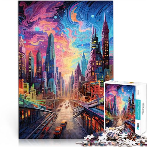 Puzzle 2000 Teile für Erwachsene Psychedelische Stadtkunst Aus Karton，für 14+ Lernspiele Heimdekoration Tolle Geschenke und Spielzeuge。Größe：70x100cm/27.5x39.3Zoll von LKSDCBOT