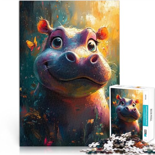 Puzzle für Erwachsene, 1000 Teile Lächelndes Nilpferd mit Schmetterlingen Aus Karton,ab 14 Jahren Familienspiel für und Künstlersammlung, Bildende Kunst。Größe:38x52cm/14.9x20.4Zoll Puzzle für Erwachsene, 1000 Teile Lächelndes Nilpferd mit Schmetterlingen Aus Karton,ab 14 Jahren Familienspiel für und Künstlersammlung, Bildende Kunst。Größe:38x52cm/14.9x20.4Zoll von LKSDCBOT