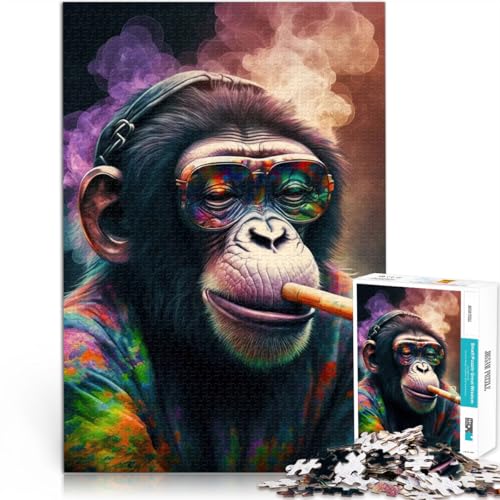 Puzzle für Erwachsene, 1000 Teile Marihuana-AFFE Aus Holz，ab 14 Jahren Lernspiele Heimdekoration Geschenkideen。Größe：50x75cm/19.6x29.5Zoll von LKSDCBOT