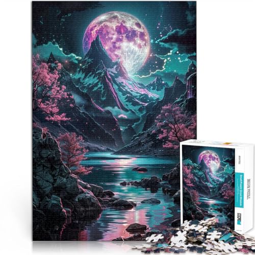 Puzzle für Erwachsene, 1000 Teile Neon Moon Japan Kunst Aus Karton，für 14+ Spiel Wanddekoration Spiele Spielzeug Geschenk。Größe：26x38cm/10.2x14.9Zoll von LKSDCBOT
