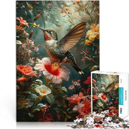 Puzzle für Erwachsene 1000 Teile Blumenkolibri Aus Karton，für 14+ Dekomprimierendes intellektuelles Lernspielzeug Spiele Spielzeug Geschenk。Größe：26x38cm/10.2x14.9Zoll von LKSDCBOT