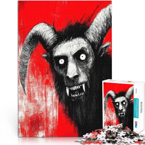 Puzzle für Erwachsene 1000 Teile Böses Ziegenmonster Aus Holz，für 14+ Analyse und Logik Tolle Geschenke und Spielzeuge。Größe：50x75cm/19.6x29.5Zoll von LKSDCBOT