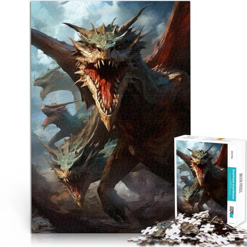 Puzzle für Erwachsene 1000 Teile Drachen-Kunstwerk Aus Karton，für und ab 14 Jahren einzigartiges Herausforderungsspiel Lustiges Geschenk für die ganze Familie。Größe：38x52cm/14.9x20.4Zoll von LKSDCBOT