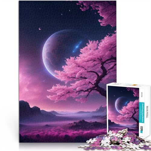 Puzzle für Erwachsene 1000 Teile Einsamer Baum im Weltraum Aus Karton，für Kinder ab 14 Jahren einzigartiges Herausforderungsspiel Geschenk zum Geburtstag。Größe：38x52cm/14.9x20.4Zoll von LKSDCBOT