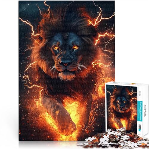 Puzzle für Erwachsene 1000 Teile Feuriger Löwe Aus Karton，ab 14 Jahren Lernspiel Spiele Spielzeug Geschenk。Größe：26x38cm/10.2x14.9Zoll von LKSDCBOT