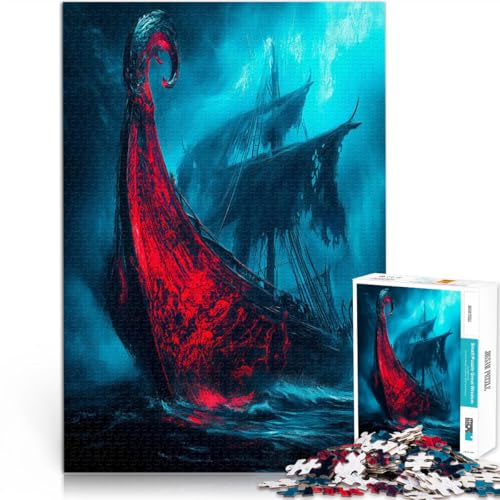 Puzzle für Erwachsene 1000 Teile Geisterschiff in stürmischer See Aus Karton，für 14+ Herausforderndes Spiel Geschenk - Herausforderndes Spiel。Größe：26x38cm/10.2x14.9Zoll von LKSDCBOT