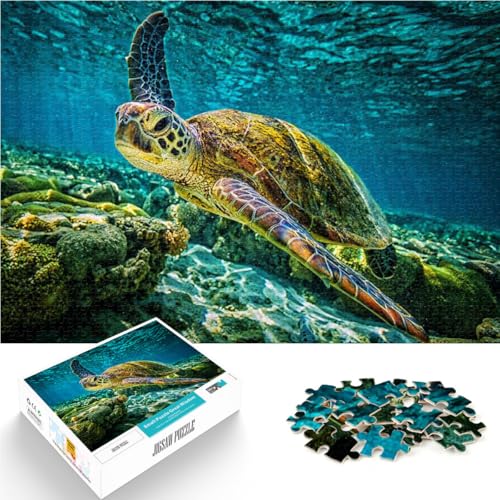 Puzzle für Erwachsene 1000 Teile Schildkröte Korallenriff Tierwelt Aus Holz，für 14+ Entspannende Spiele Es eignet ganze Familie。Größe：50x75cm/19.6x29.5Zoll von LKSDCBOT
