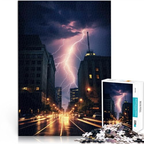 Puzzle für Erwachsene 1000 Teile Skyline von Lightning City Aus Karton，für und ab 14 Jahren Lernspiel-Herausforderungsspielzeug Lernspiel zum Geburtstag und Weihnachten。Größe：26x38cm von LKSDCBOT