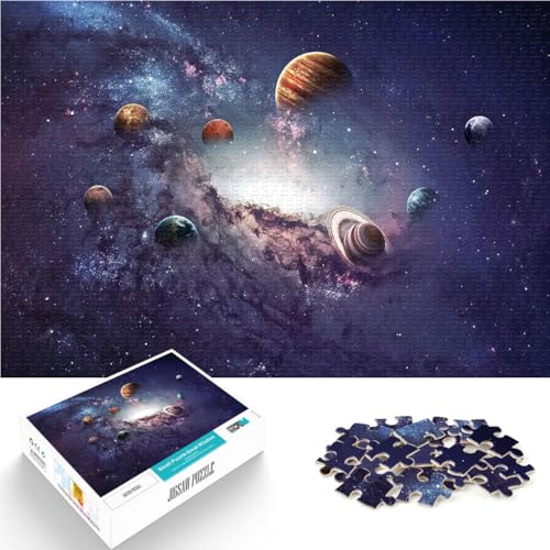 Puzzle für Erwachsene 1000 Teile Sonnensystem-Weltraumwirbel Aus Holz，Geeignet für Personen ab 14 Jahren für Lernspiel-Herausforderungsspielzeug Lernen pädagogisches Geschenk。Größe：50x75cm von LKSDCBOT