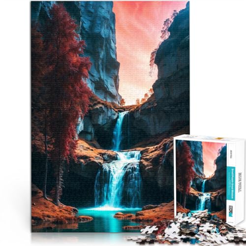 Puzzle für Erwachsene 1000 Teile Wasserfall-Canyon Aus Holz，für und ab 14 Jahren Stressabbau-Spielzeug Geburtstagsgeschenk。Größe：50x75cm/19.6x29.5Zoll von LKSDCBOT