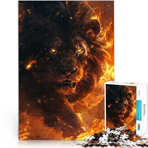 Puzzle für Erwachsene 1000 Teile Wilder schwarzer Löwe Aus Holz，für 14+ Lernspiel für Familien Einzigartige Geburtstags Größe：50x75cm/19.6x29.5Zoll von LKSDCBOT