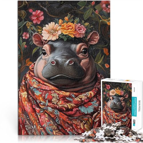 Puzzle für Erwachsene und Jugendliche 1000 Teile Florales Nilpferdporträt Aus Karton,Geeignet für Personen ab 14 Jahren einzigartiges Herausforderungsspiel Geschenk zum Geburtstag。Größe:26x38cm Puzzle für Erwachsene und Jugendliche 1000 Teile Florales Nilpferdporträt Aus Karton,Geeignet für Personen ab 14 Jahren einzigartiges Herausforderungsspiel Geschenk zum Geburtstag。Größe:26x38cm von LKSDCBOT