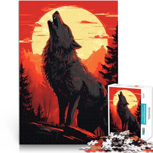 Puzzle für Erwachsene und Jugendliche 1000 Teile Wolf brüllt Aus Karton，ab 14 Jahren Spielzeug-Wanddekoration Spiele Spielzeug Geschenk。Größe：26x38cm/10.2x14.9Zoll von LKSDCBOT
