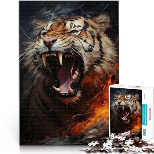 Puzzles für Erwachsene 1000 Tigergebrüll Aus Karton，ab 14 Jahren Spielzeug-Wanddekoration Tolles Geschenk。Größe：26x38cm/10.2x14.9Zoll von LKSDCBOT