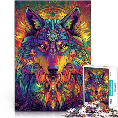 Puzzles für Erwachsene 2000 Neon Wolf Aus Karton，ab 14 Jahren Lernspiel Künstlersammlung, Bildende Kunst。Größe：70x100cm/27.5x39.3Zoll von LKSDCBOT