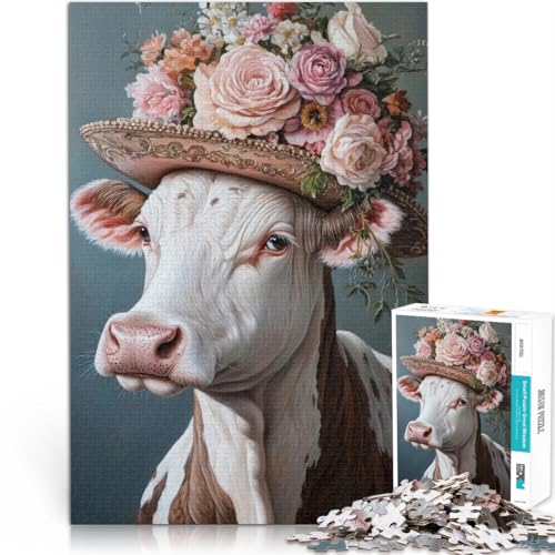 Puzzles für Erwachsene 2000 Puzzles Kuh mit Blumenhut Aus Karton,ab 14 Jahren Lernspielzeug Geschenkideen。Größe:70x100cm/27.5x39.3Zoll Puzzles für Erwachsene 2000 Puzzles Kuh mit Blumenhut Aus Karton,ab 14 Jahren Lernspielzeug Geschenkideen。Größe:70x100cm/27.5x39.3Zoll von LKSDCBOT