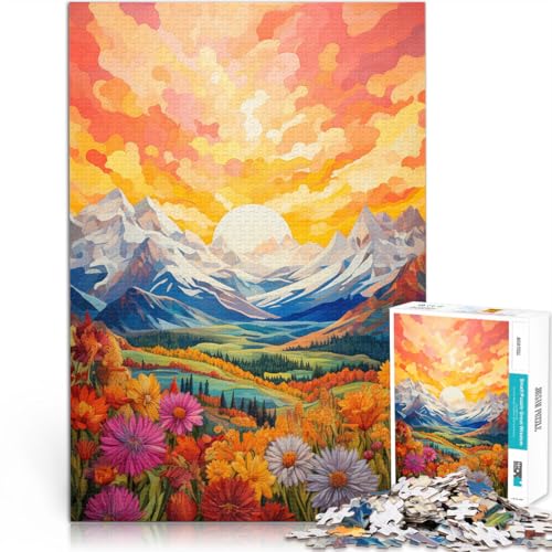 Schweres Puzzle für Erwachsene, 1000 Teile Sommerberge Kunst Aus Holz，für 14+ Herausforderndes Spiel 。Größe：50x75cm/19.6x29.5Zoll von LKSDCBOT