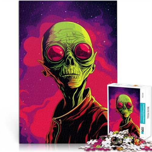 für Erwachsene 1000 Teile Puzzle Außerirdischer Aus Holz，ab 14 Jahren Perfekte Dekoration tolles Geschenk。Größe：50x75cm/19.6x29.5Zoll von LKSDCBOT
