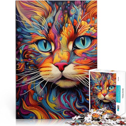 für Erwachsene 1000 Teile Puzzle Geschenke Abstrakte Katze Aus Karton，ab 14 Jahren Praktisches Spiel Schwierige Harte Geschenke für Frauen Männer。Größe：38x52cm/14.9x20.4Zoll von LKSDCBOT