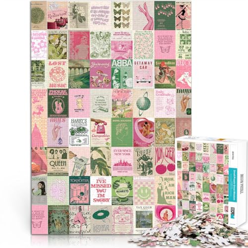 für Erwachsene 1000-Teile-Puzzle Rosa und grüne Vintage-Collage Aus Karton,ab 14 Jahren Lernspiele Heimdekoration Spiele Spielzeug Geschenk。Größe:26x38cm/10.2x14.9Zoll für Erwachsene 1000-Teile-Puzzle Rosa und grüne Vintage-Collage Aus Karton,ab 14 Jahren Lernspiele Heimdekoration Spiele Spielzeug Geschenk。Größe:26x38cm/10.2x14.9Zoll von LKSDCBOT