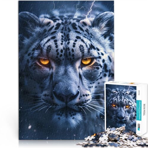 für Erwachsene 1000-Teile-Puzzle Schneeleopard Aus Karton，für 14+ Spielzeug für die ganze Familie tolles Geschenk。Größe：26x38cm/10.2x14.9Zoll von LKSDCBOT