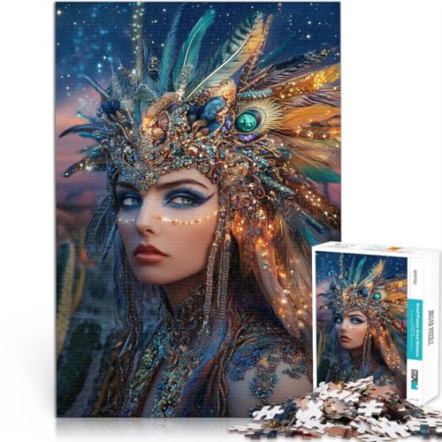 für Erwachsene 1000-Teile-Puzzle Schöne indische Prinzessin Aus Karton，für 14+ Lernspiel Spiele Spielzeug Geschenk。Größe：26x38cm/10.2x14.9Zoll von LKSDCBOT