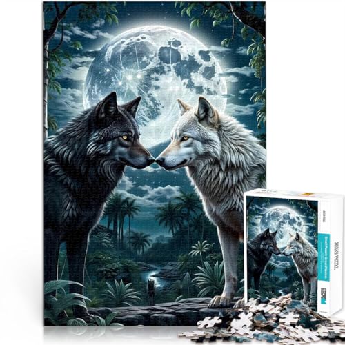 für Erwachsene 1000-Teile-Puzzle Zwei Wölfe im Wald Mond Aus Karton,für Kinder ab 14 Jahren Quizspiel Geschenkideen。Größe:38x52cm/14.9x20.4Zoll für Erwachsene 1000-Teile-Puzzle Zwei Wölfe im Wald Mond Aus Karton,für Kinder ab 14 Jahren Quizspiel Geschenkideen。Größe:38x52cm/14.9x20.4Zoll von LKSDCBOT