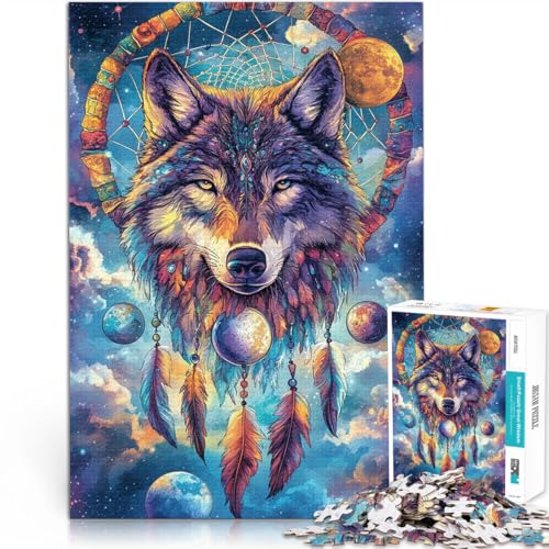für Erwachsene 1000-teiliges Puzzle Gemalter Kunstwolf Aus Karton，Geeignet für Kinder ab 14 Jahren Harte Herausforderung Tolles Geschenk zum Spielen。Größe：26x38cm/10.2x14.9Zoll von LKSDCBOT