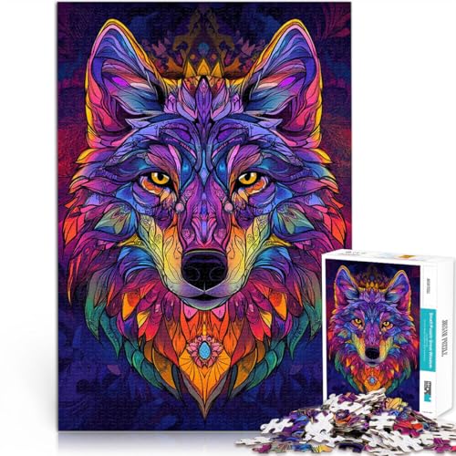 für Erwachsene 2000-teiliges Puzzle Neon Wolf Aus Karton，ab 14 Jahren Heimdekoration Geburtstagsgeschenk。Größe：70x100cm/27.5x39.3Zoll von LKSDCBOT